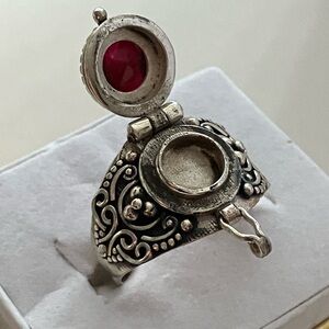 Ruby Sterling Silver 925 Poison Ring Size 8